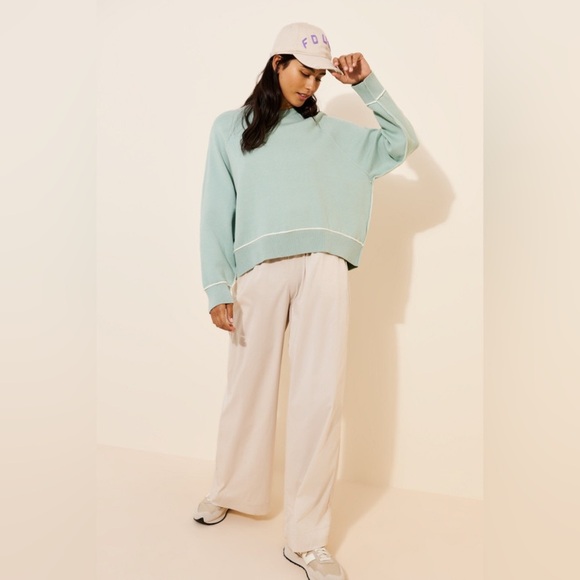 NWT! Anthropologie Green The Oaklyn Cozy Crew-Neck Sweatshirt - Size XL 🐬 - Picture 5 of 8